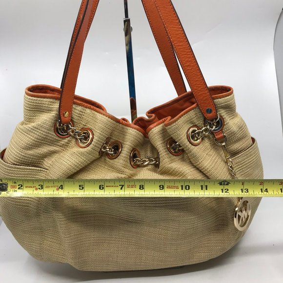 Michael Kors Tan Brown Large Woven Straw Bag - Picture 2 of 8